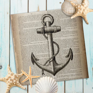 Carreau marin de plage océanique ancre nautique vintage