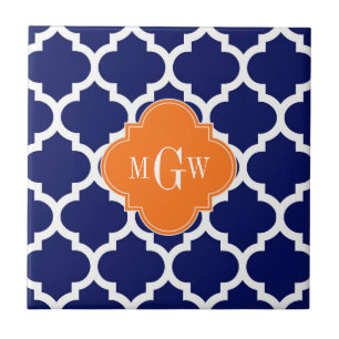 Carreau Marine Blue Wt Chevron Citrouille Quatrefoil 3 Mon