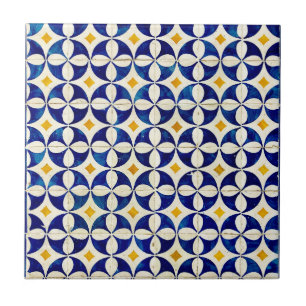 Carreau Marine marocaine Espagnole Tile Bleu Blanc Jaune