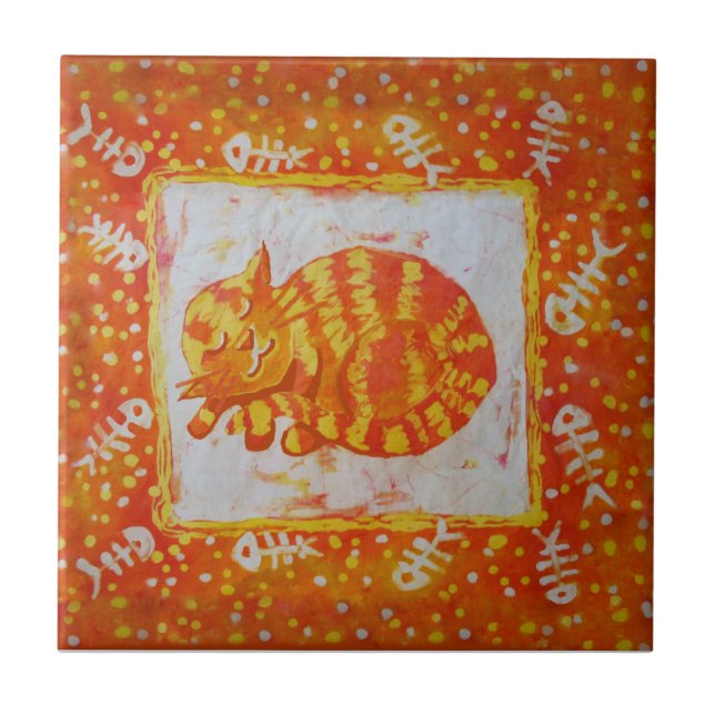Carreau Marmalade chat et os de poisson (Devant)