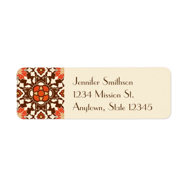 Carreau marocain floral, marron, rouille et beige (Devant)