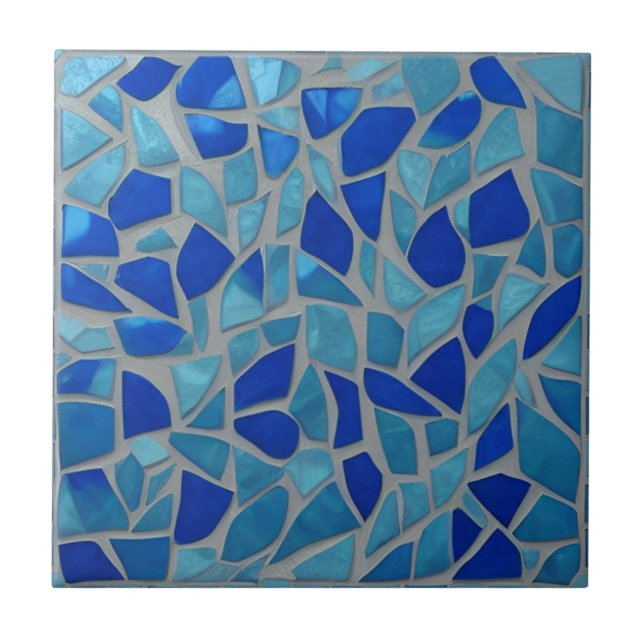 Carreau Marocain mosaïque bleu marine aquamarine turquoise (Devant)