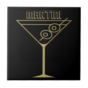 Carreau Martini olive doré de style milieu du siècle