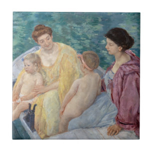 Carreau Mary Cassatt - Deux mères et enfants dans un batea
