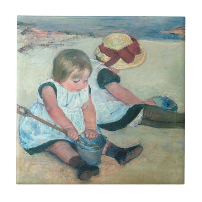 Carreau Mary Cassatt - Enfants jouant sur la plage (Devant)