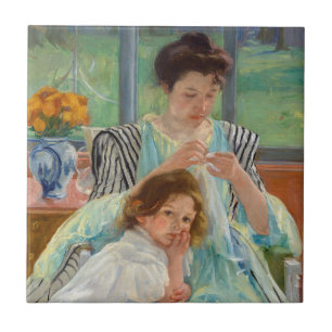 Carreau Mary Cassatt - Jeune Mère Cousant