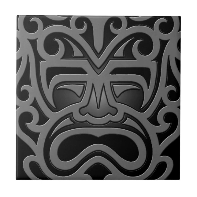 Carreau Masque aztèque foncé (Devant)