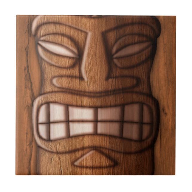 Carreau Masque en bois de Tiki (Devant)
