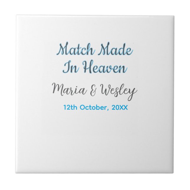 Carreau Match made in heaven blue black couple name date (Devant)