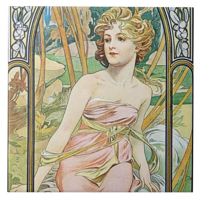 Carreau Matin de Mucha réveillant la boîte-cadeau de (Devant)