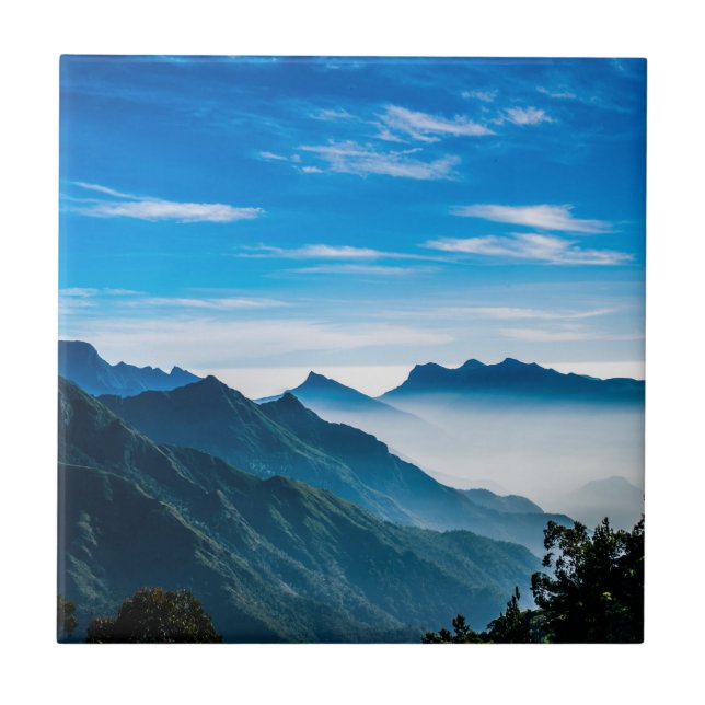 Carreau Matin Montagnes Mist Paysage (Devant)