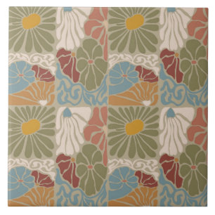 Carreau Matisse Groovy floral  Art Nouveau 1970s