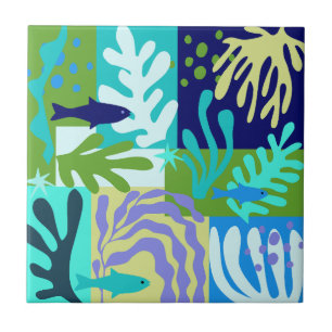 Carreau Matisse Inspiré Ocean Life Papier Coupes Aqua