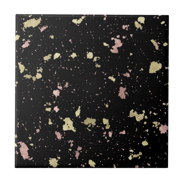 Carreau Matte Gold et Rose Gold Flakes Noir (Devant)