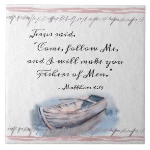 Carreau Matthieu 4:19 Jésus dit : "Viens me suivre" Bible