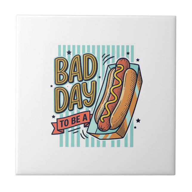 Carreau Mauvaise Journée Hot Dog Retro Vector Conception d (Devant)