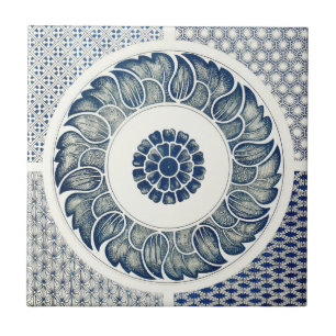 Carreau Médaillon Chinois : Chinoiserie Bleu Indigo