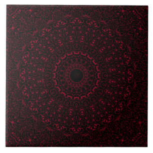 Carreau Médaillon de kaléidoscope de mandala bourguignonne