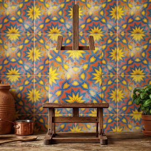 Carreau Médaillon de talavera de Bohème coloré