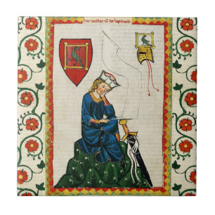 CARREAU MÉDIÉVAL POÈTE ALLEMAND WALTHER VON DER VOGELWEIDE