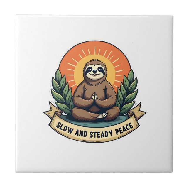 Carreau Meditating Sloth Vintage Relaxed Humor Design 2 (Devant)