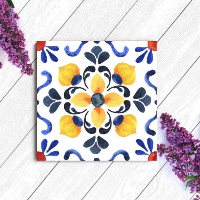 Carreau Mediterranean Lemon Blossom Hand Painted Portugues (Créateur téléchargé)