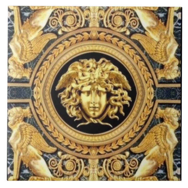 Carreau Medusa d'or et dalles murales (Devant)