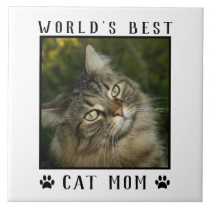 Carreau Meilleur Chat Maman Empreintes de pattes Monde Cad