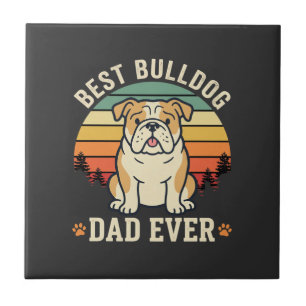 Carreau Meilleur Papa Bouledogue Retro Vecteur