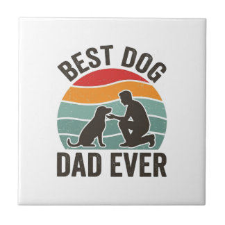 Carreau Meilleur Papa Chien Ever Vintage Sunset Conception
