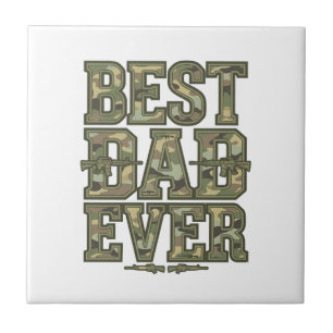 Carreau Meilleur Papa Ever Camo Design de gravure vintage_