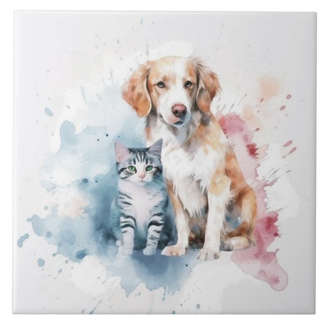 Carreau Meilleurs amis chiens et chats (Devant)
