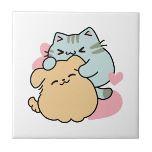 Carreau Meow & Woof Perfect Together - Cute Cat and Dog