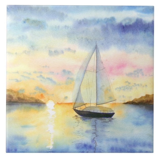 Carreau Mer au coucher du soleil (Devant)