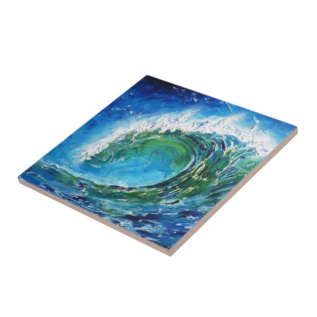 Carreau Mer d'océan de vague de peinture à l'huile de (Côté)