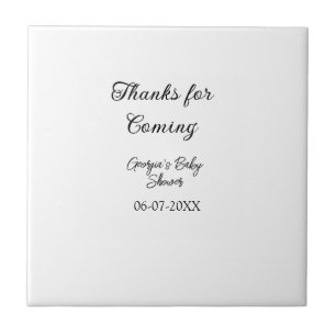 Carreau Merci à venir baby shower moderne simple typogr