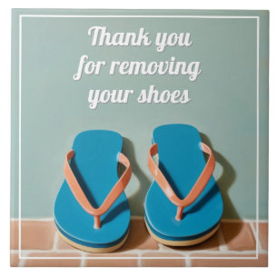 Carreau Merci de retirer vos chaussures panneau tongs