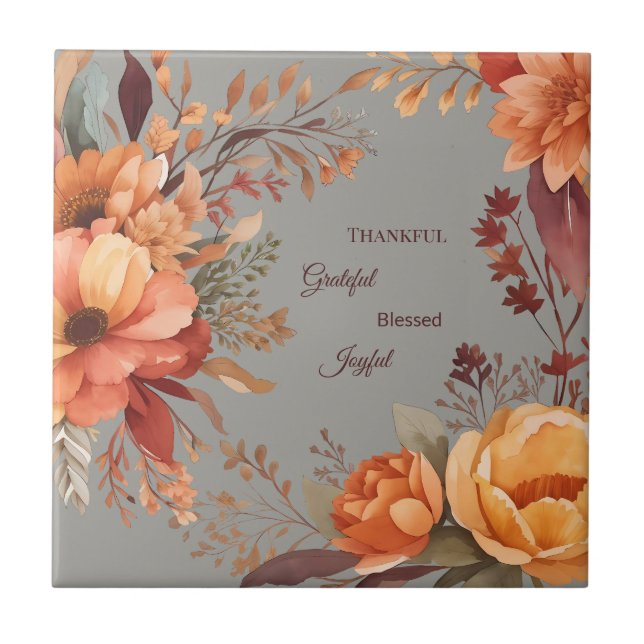 Carreau Merci Grategul Béni Floral Thanksgiving (Devant)