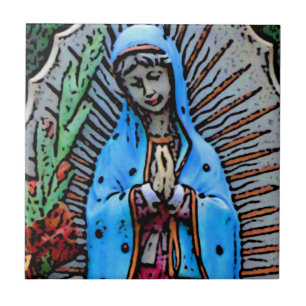 Carreau Mère Mary Folk Art Style
