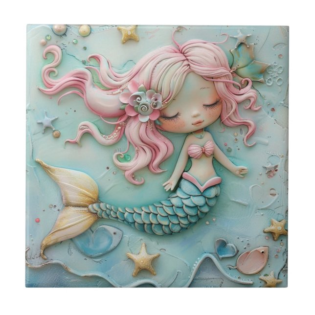 Carreau Mermaid Girl Ocean (Devant)