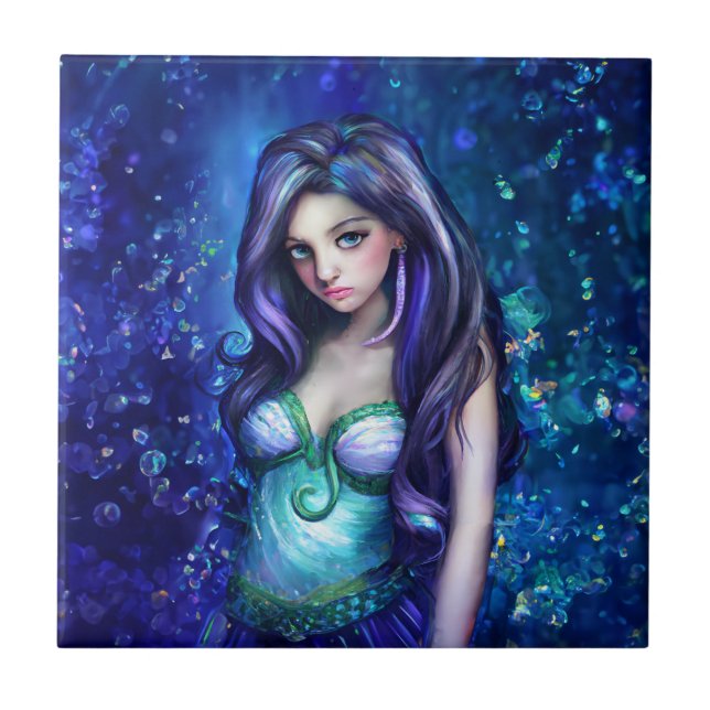 Carreau Mermaid Sea Goddess Nymphe Siren Art sous-marin (Devant)