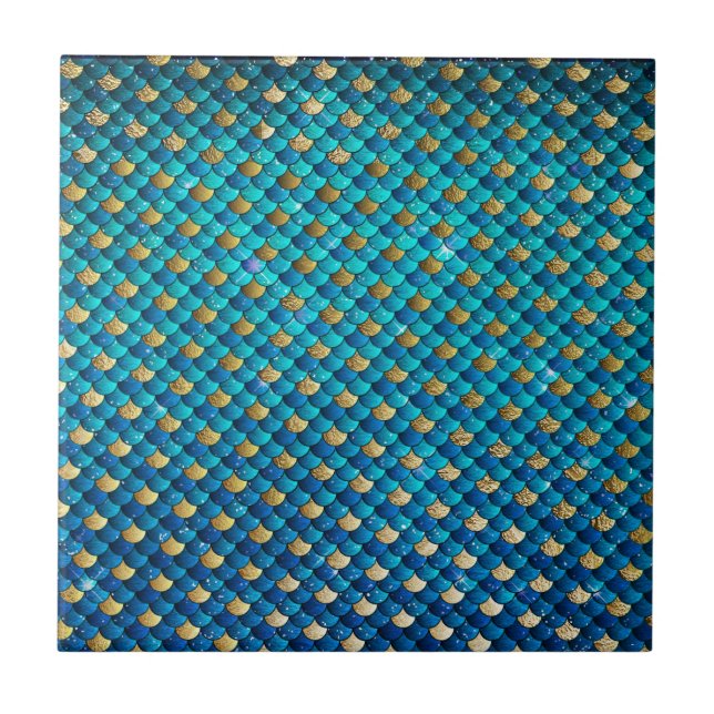 Carreau Mermaid Tail Navy Blue Gold Parties scintillant Mo (Devant)