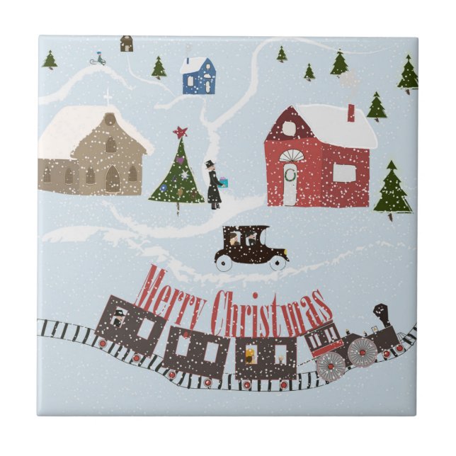 Carreau Merry Christmas , rétro (Devant)