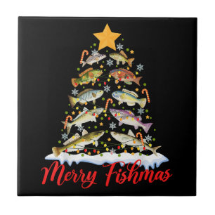 Carreau Merry Fishmas Funky Christmas Tree Lights Fish Fis