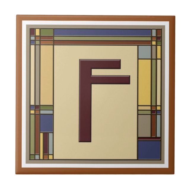 Carreau Merveilleux art et artisanat géométrique F initial (Devant)