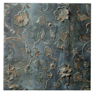Carreau Métal Rouillé Antique Floral 