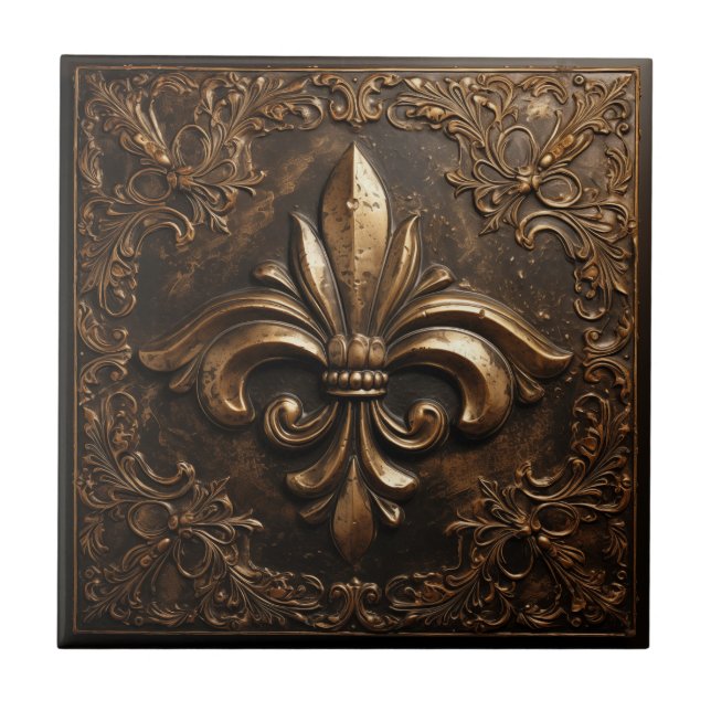 Carreau Métallurgie française décorative Fleur de Lis (Devant)