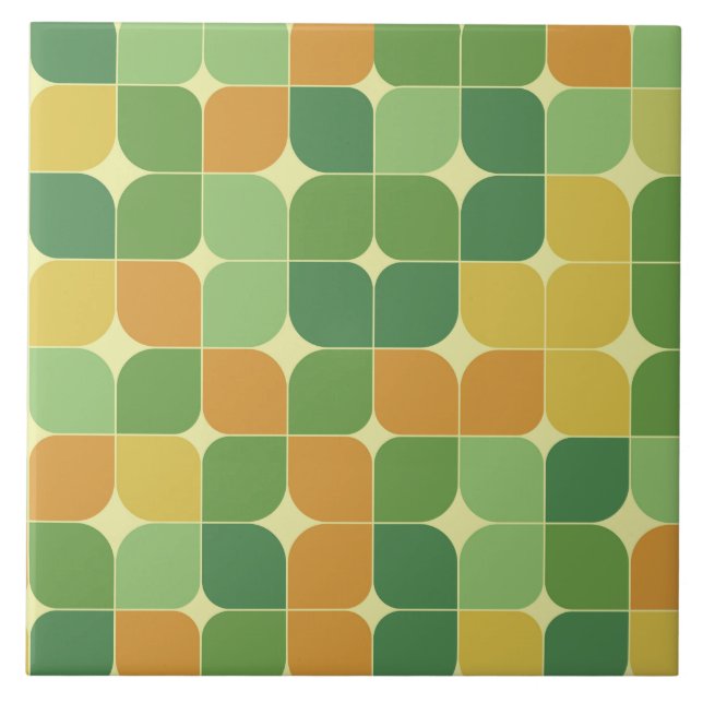 Carreau Mi-siècle Abstrait Motif vert orange (Devant)