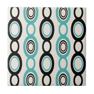 Carreau Mi-Siècle Chaîne Moderne Liens Turquoise Noir