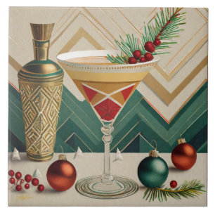 Carreau Mi-Siècle Cocktail de Noël Fête Happy Hour